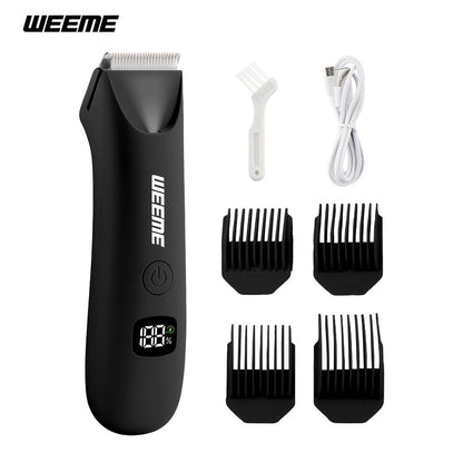 Men's Body Hair Trimmer USB Rechargeable – Chest, Leg & Armpit Hair Trimmer with LCD Display & LED Light, Cordless Electric Body Groomer