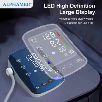 Upper Arm Blood Pressure Monitor, Digital BP Machine, Large LED Display, 2-User 198 Memory, Adjustable Cuff 8.7-17in