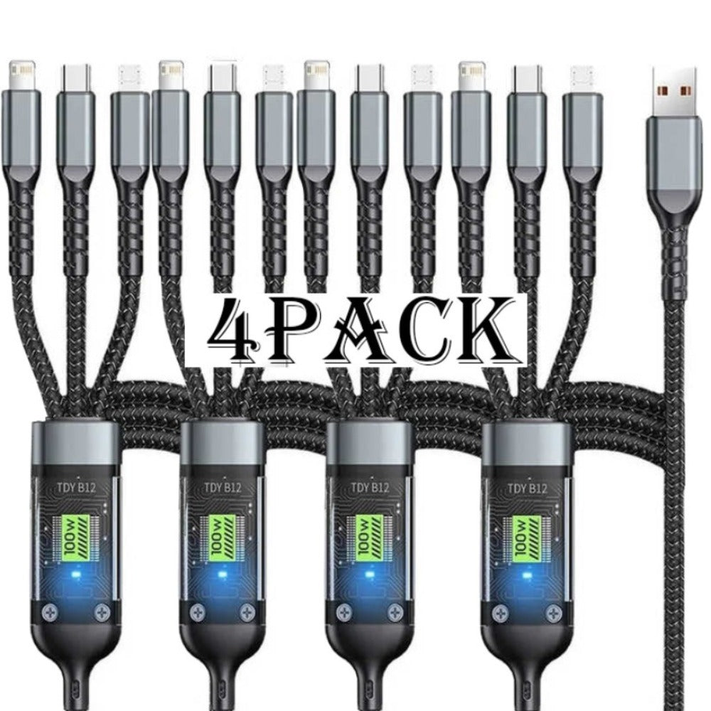 MFi 3-in-1 Charging Cable 100W Fast Charge 4/8 Pack for an Everyday Personal Care Routine, with Listed Configuration