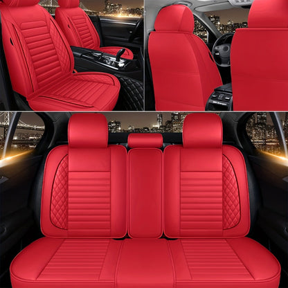 Car Seat Covers 5-Seat PU Leather Set with Front Storage Pocket, Armrest Piece and Eight Colors