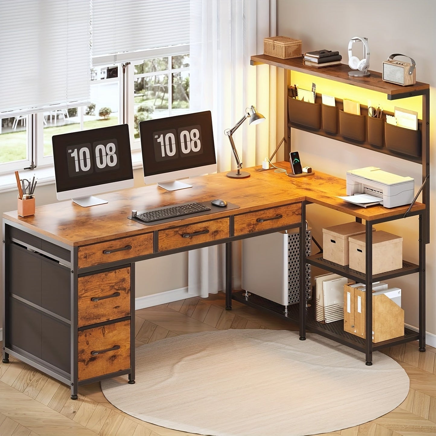 Computer Desk shown in the Rustic Brown option