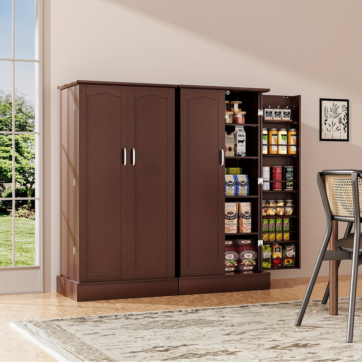 Storage Cabinet shown in the Brown, 16"D x 24"W x 47"H option