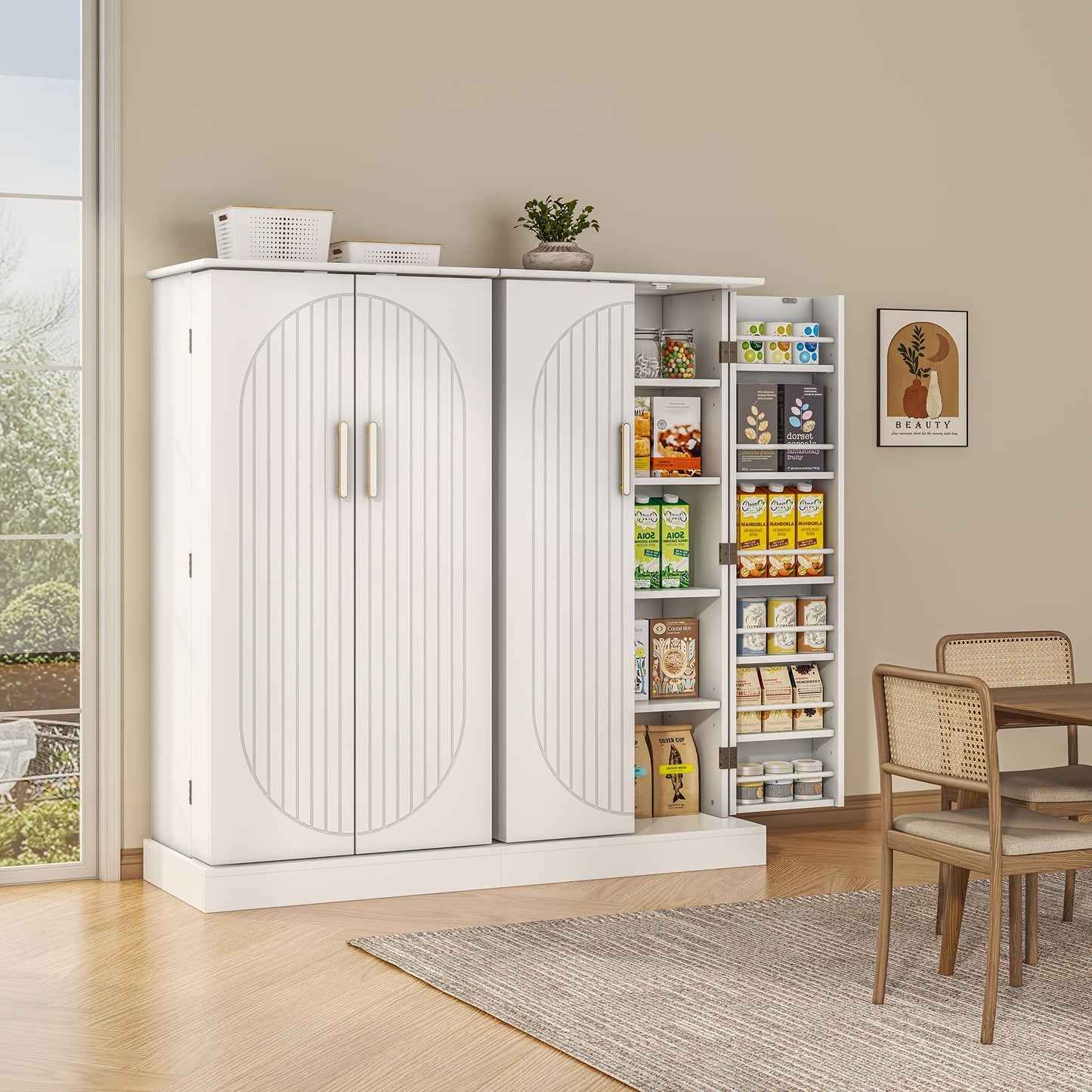 Storage Cabinet shown in the Snow-white, 16"D x 24"W x 47"H option