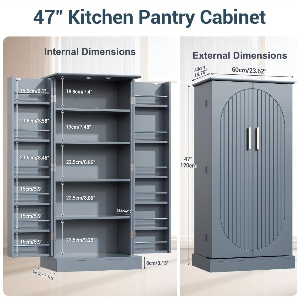 47-Inch Kitchen Pantry Cabinet with Storage Drawers for Organized Everyday Storage detail image - detail view 20