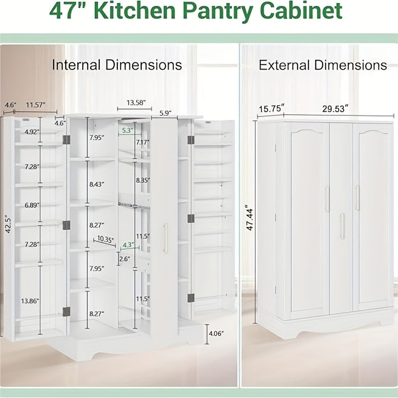 Kitchen Pantry Cabinet shown in the White option