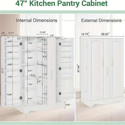 Kitchen Pantry Cabinet shown in the White option