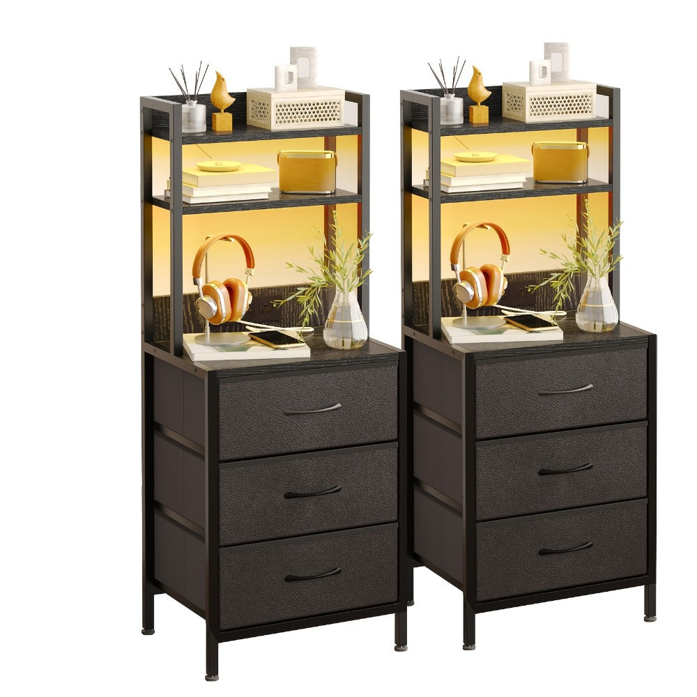 47-Inch Tall Nightstand with Charging Station and LED Lighting detail image - detail view 3