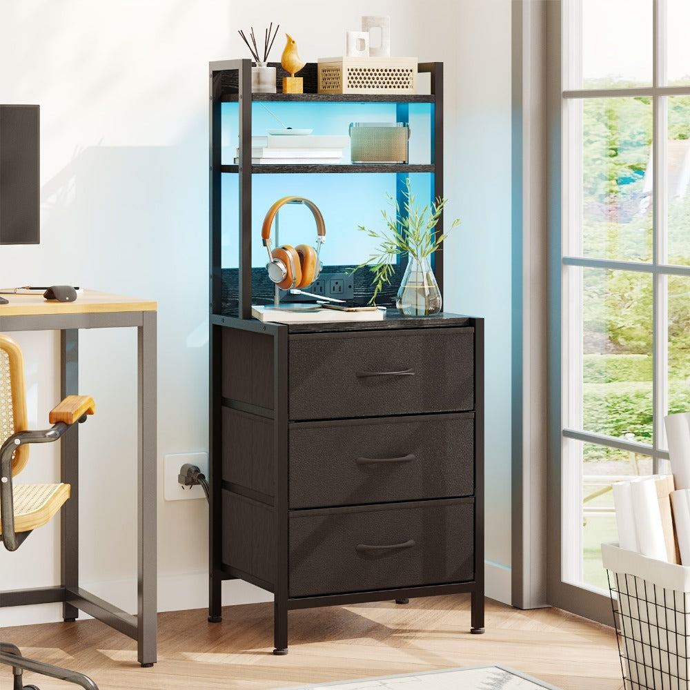 47-Inch Tall Nightstand with Charging Station and LED Lighting detail image - detail view 6