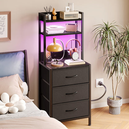 47-Inch Tall Nightstand with Charging Station and LED Lighting detail image - detail view 7