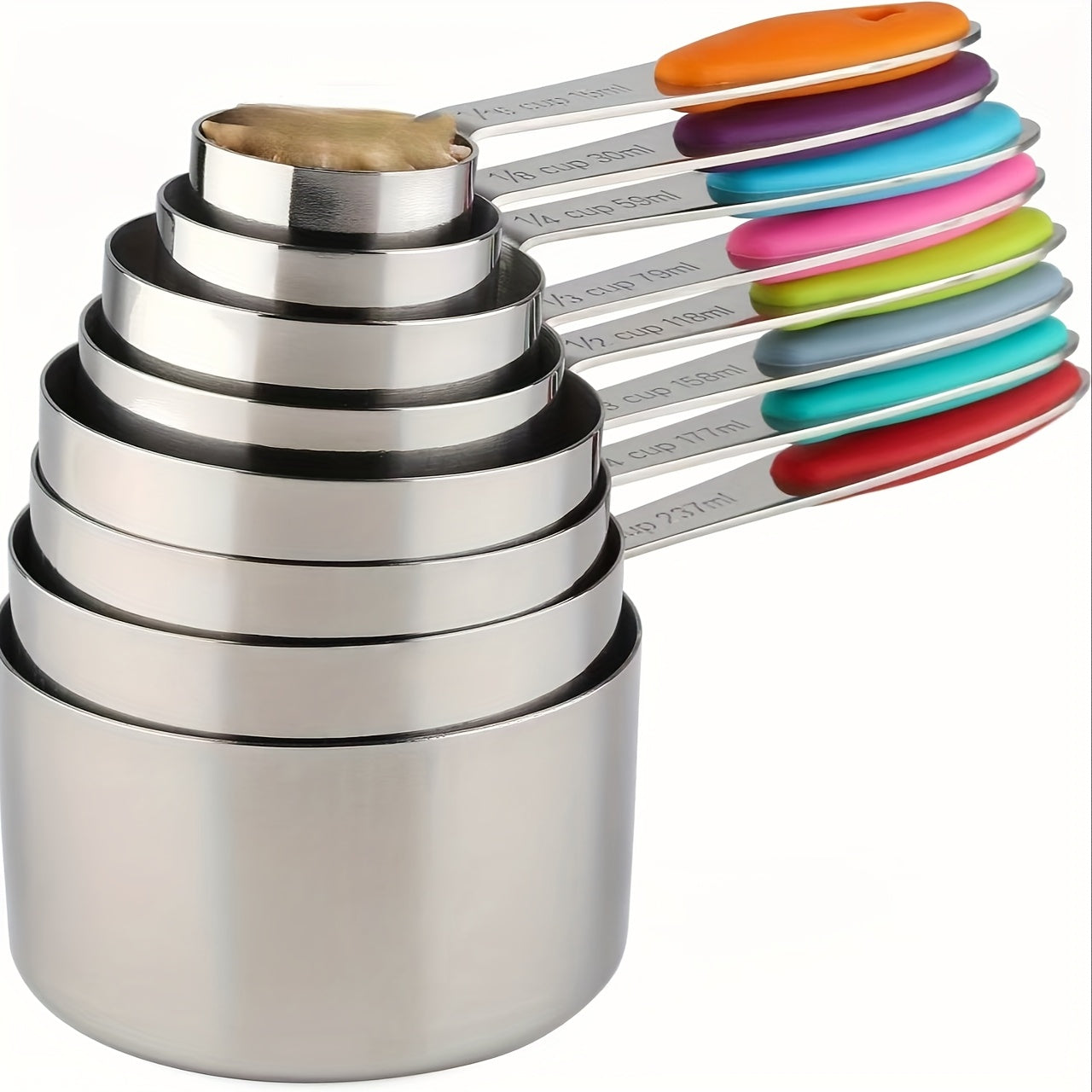 Stackable Measuring Cup and Spoon Sets with 8-, 9- or 17-Piece Black and Colorful Checkout Options