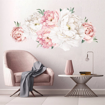 Peony Flower Window Glass Sticker – Anti-Collision Waterproof Decorative Glass Film, European Floral Wall & Window Decal for Home Decor