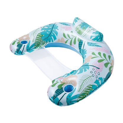 Inflatable Pool Float Chair with Cup Holder & Backrest for Adults – Striped Durable Water Lounge Float, 3-Color Set