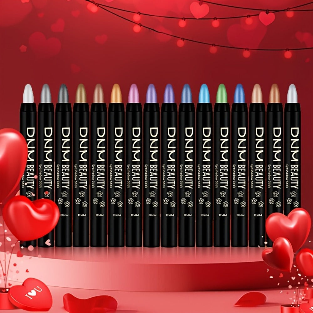 Gel Eyeshadow Stick Pencil Set 16 Colors Pearl Shimmer Matte Blendable Eye Makeup Crayons, for Makeup, Travel and Everyday Vanity Use