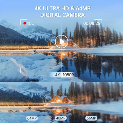 4K Dual Screen Digital Camera 18X Zoom Vlogging Camera with Anti-Shake 64GB Card & 2 Batteries
