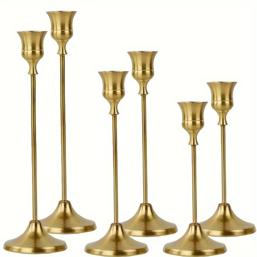 Metal Bell Candlestick Holders Set, Vintage Copper & Black Taper Candle Holders for Wedding Centerpieces