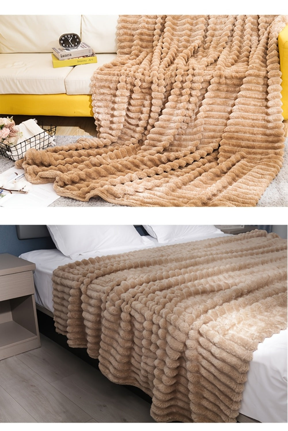 500gsm Heavy Plush Blanket, Ultra Thick Fluffy Blanket for Bed, Sofa & Travel, Baby to Double Size