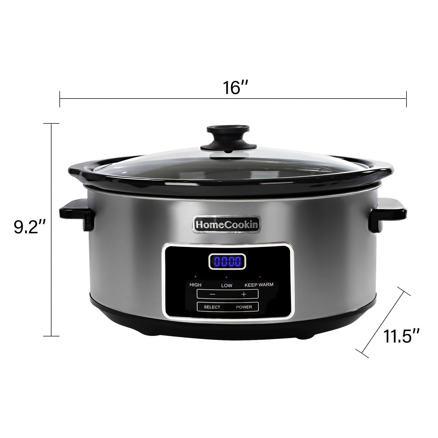 Digital Slow Cooker 6 & 7 Quart Programmable with Non-stick Ceramic Bowl, Countdown Timer & Keep