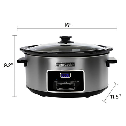 Digital Slow Cooker 6 & 7 Quart Programmable with Non-stick Ceramic Bowl, Countdown Timer & Keep