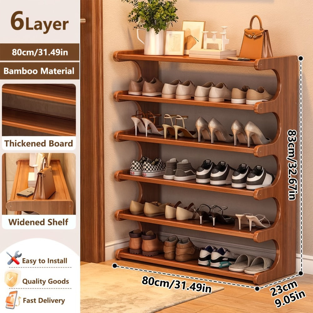 Bamboo Shoe Rack 3 5 6 Layer Widened Reinforced – Multi-Tier Shoe Storage Stand for Entryway Bedroom Living Room Garage