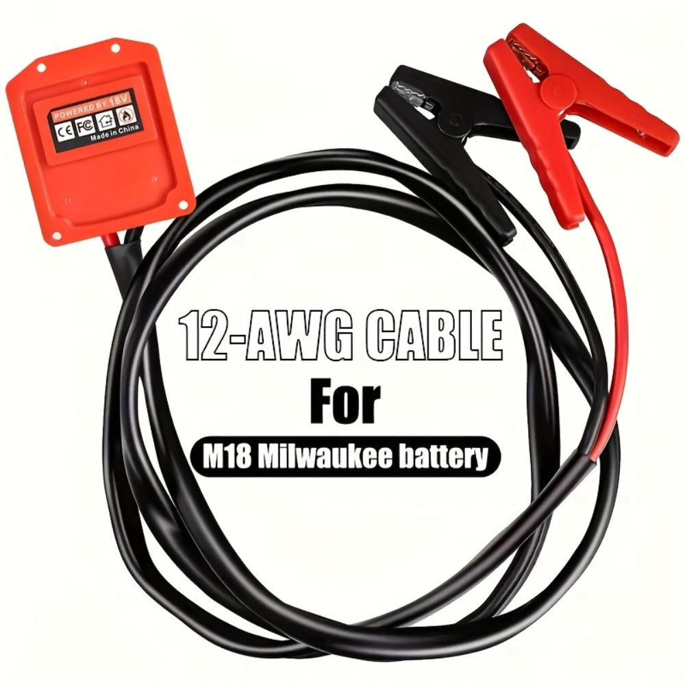 Jump Starter Cable Clip for 20V Tool Battery – 8AWG 5.9FT Portable Car Boost Cable 12V-24V, No Internal Battery Needed