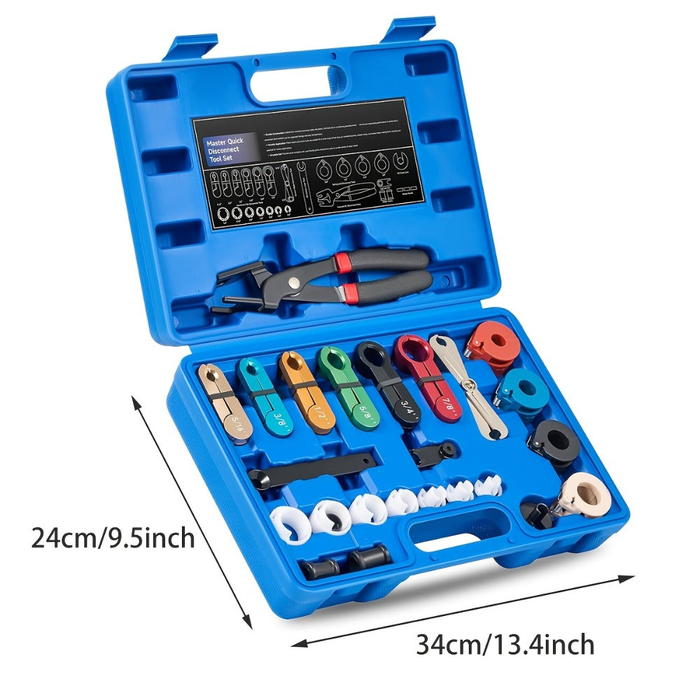 Fuel Line Disconnect Tool Set – 26pc Master Quick Disconnect Kit with AC & Transmission Disconnect Pliers for Fuel Line Removal