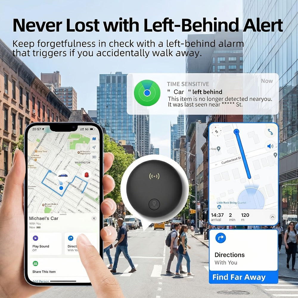 Round Magnetic Find My Locator Tag with One- or Two-Pack Black Options for Vehicles, Bikes and Personal Items