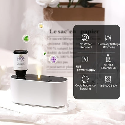 Waterless Essential Oil Diffuser, Smart Aroma Diffuser with 3 Modes, Auto Cycle Atomizer & Colorful LED Lights for Home Office Car Yoga