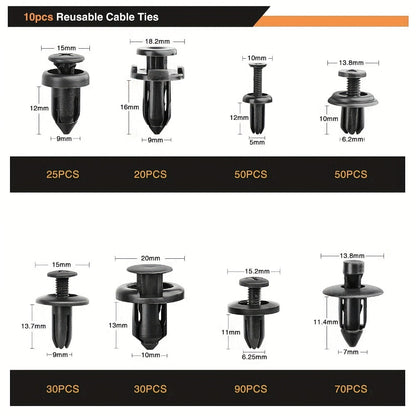 Automotive Push Retainer Clip Kit with 115, 635, 640 or 1290-Piece Options and Pictured Removal Tools