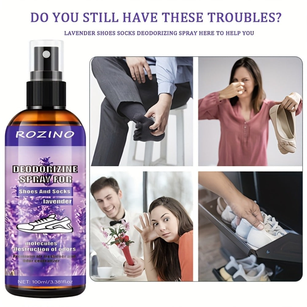 Foot Deodorizer Spray for Feet Socks & Shoes, Lavender Scent, Fast-Drying Odor Control, Glycerin Formula