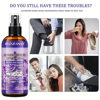 Foot Deodorizer Spray for Feet Socks & Shoes, Lavender Scent, Fast-Drying Odor Control, Glycerin Formula