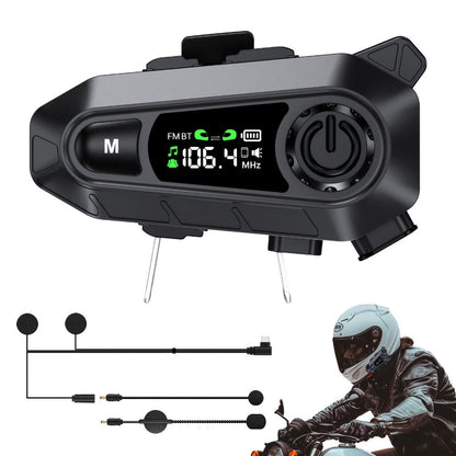 Motorcycle Helmet Bluetooth Intercom Headset 500M Range Bluetooth 5.3 LED Display Noise Cancelling Voice Control FM Radio Music Sharing