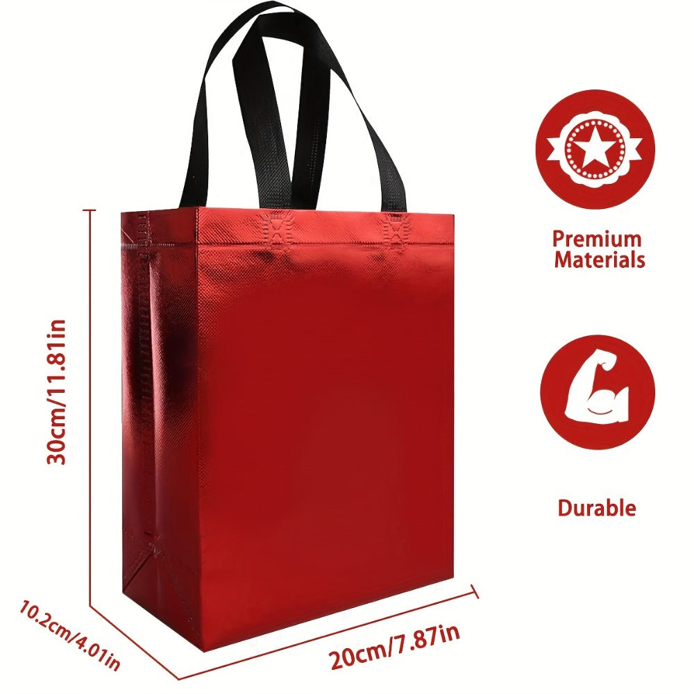 Gift Bags Bulk 24pcs Mixed Colors Glossy Finish | Reusable Shiny Party Favor Bags 8x10x4 in Pink Red Purple Blue Green
