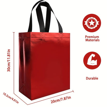 Gift Bags Bulk 24pcs Mixed Colors Glossy Finish | Reusable Shiny Party Favor Bags 8x10x4 in Pink Red Purple Blue Green