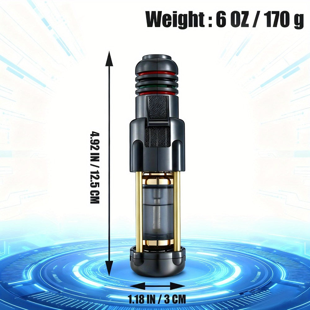 Butane Torch Lighter Windproof Jet Flame Zinc Alloy Refillable, Visible Fuel Tank, Adjustable Blue Flame