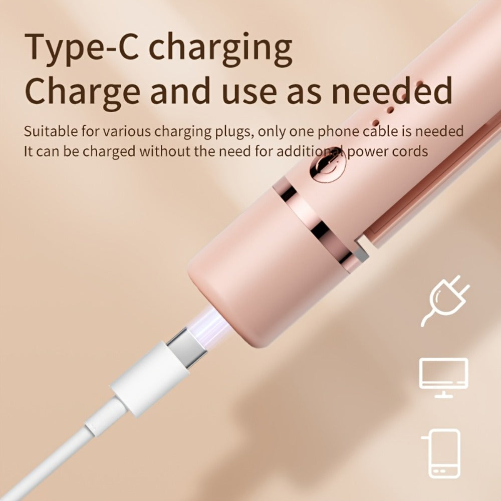 Wireless Hair Straightener and Curling Iron 2-in-1 Ceramic Cordless Hair Styler USB-C for Home, Travel and Salon Hair Styling