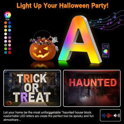 LED Letter Lights Music Sync – Colorful Flashing Marquee Alphabet Lights for Room Decor, Party, Bedroom, Festival & Camping