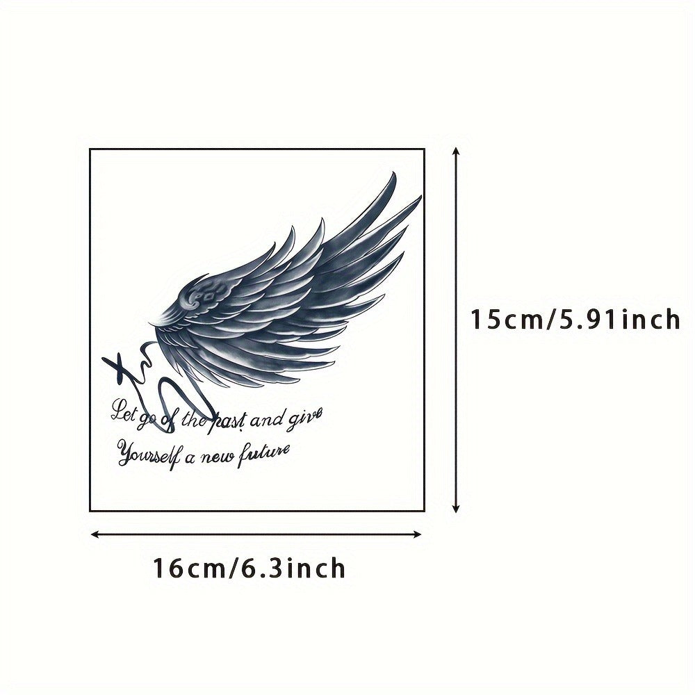 Temporary Tattoos, 6-Sheet Black Compass, Wings and Anchor Set with Large Body Art Designs