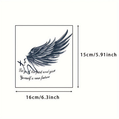 Temporary Tattoos, 6-Sheet Black Compass, Wings and Anchor Set with Large Body Art Designs