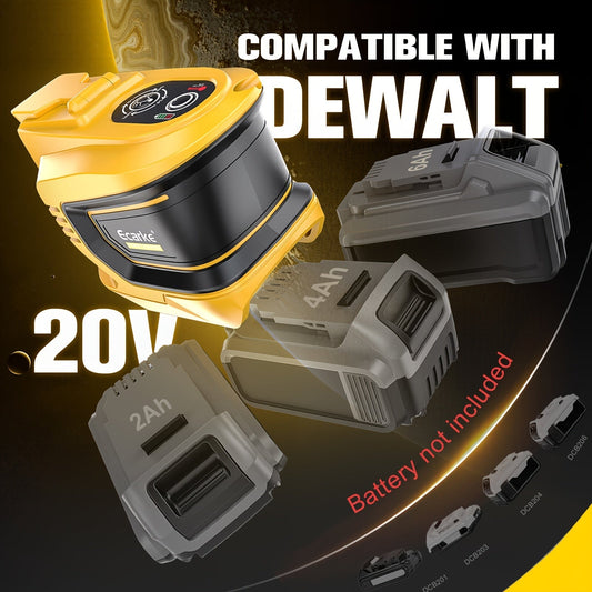 Battery Inverter for Dewalt 20V & 18V - 200W/350W/550W DC to AC 110V, USB, Type-C & AC Outlet, LED Work Light