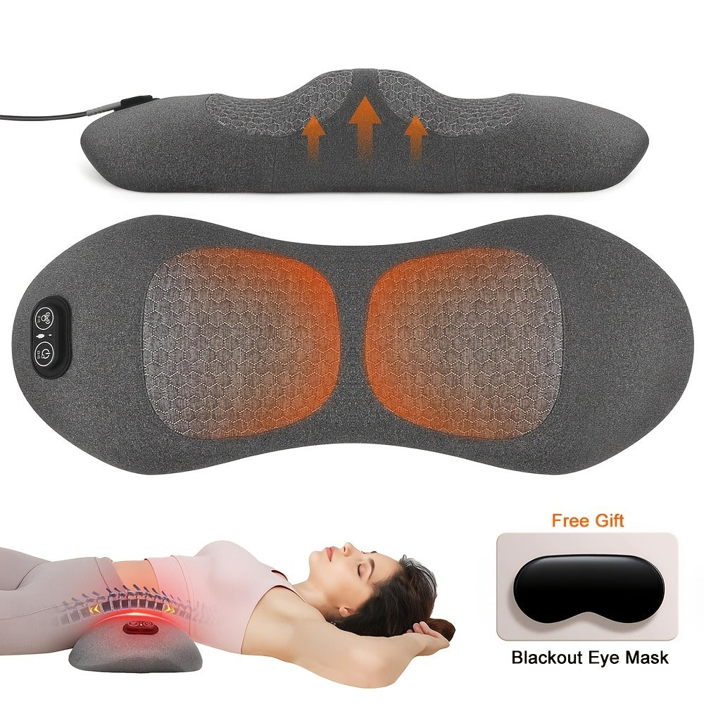 Lower Back Massager with Heat, 3-in-1 Lumbar Support Pillow with Vibration & Traction for Back Pain