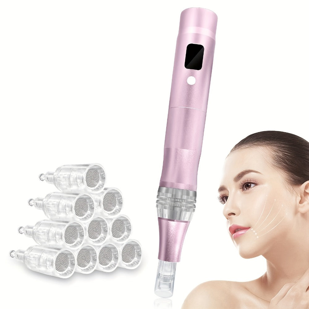Microneedling Pen Electric 6-Speed Wireless Derma Pen 0.25mm Aluminum Alloy Cordless Skin for Bath Time, Home Spa and Personal Care
