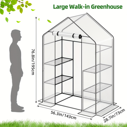 Garden Greenhouse Shelves 3/4-Layer Iron Frame with Durable PE Cover, Portable Indoor Outdoor Plant Greenhouse for Seedlings