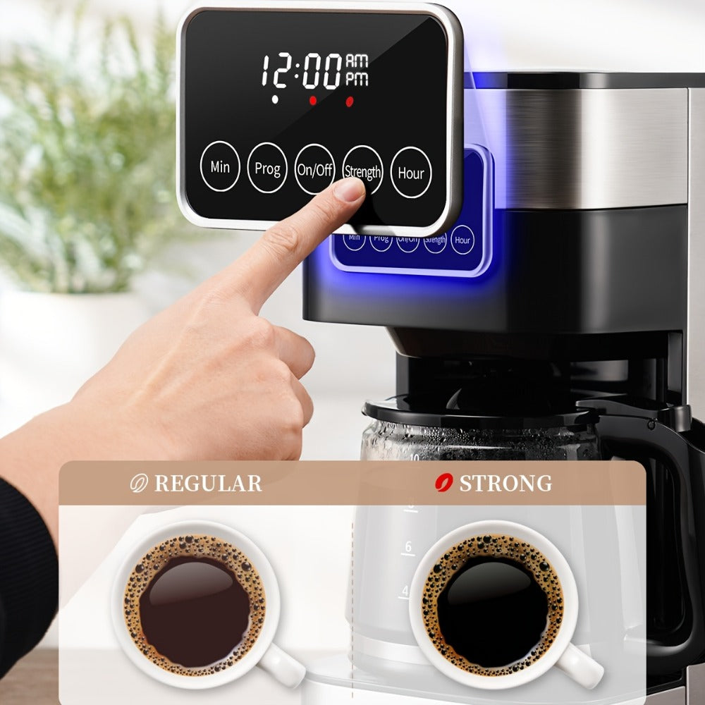 Programmable Drip Coffee Maker 10-Cup Touchscreen Pause and Serve Stainless Steel Carafe for Home Cooking, Dining and Outdoor Meals