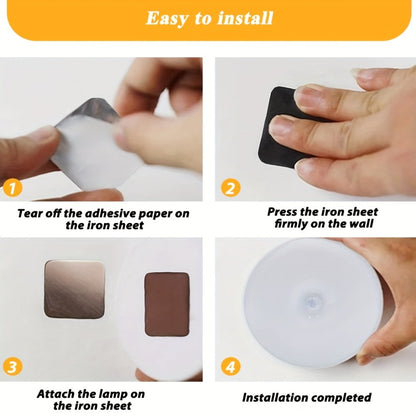 Night Light Motion Sensor 8-LED Puck Set with USB Rechargeable Power, Warm or White Light in 6- and 12-Piece Packs