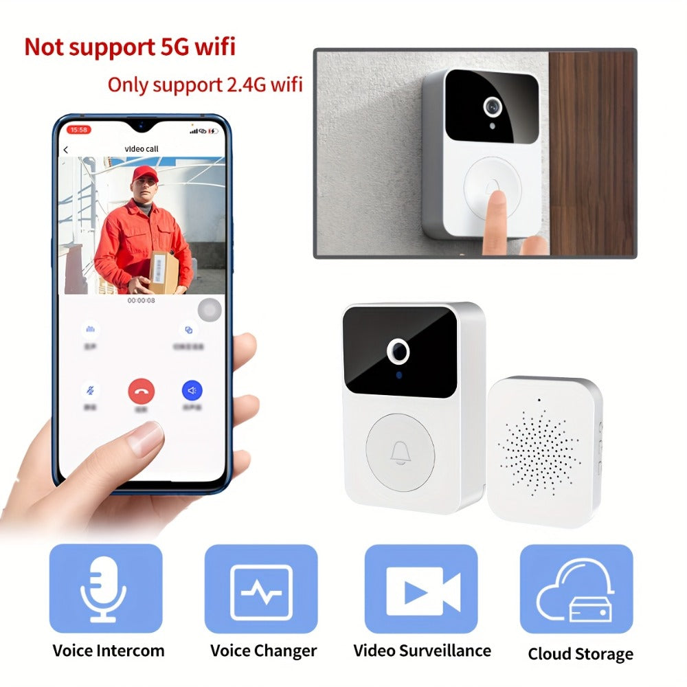 PIR Motion Video Doorbell Camera WiFi HD Night Vision with Two-Way Audio, Cloud & SD Card Storage
