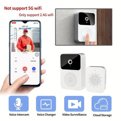 PIR Motion Video Doorbell Camera WiFi HD Night Vision with Two-Way Audio, Cloud & SD Card Storage