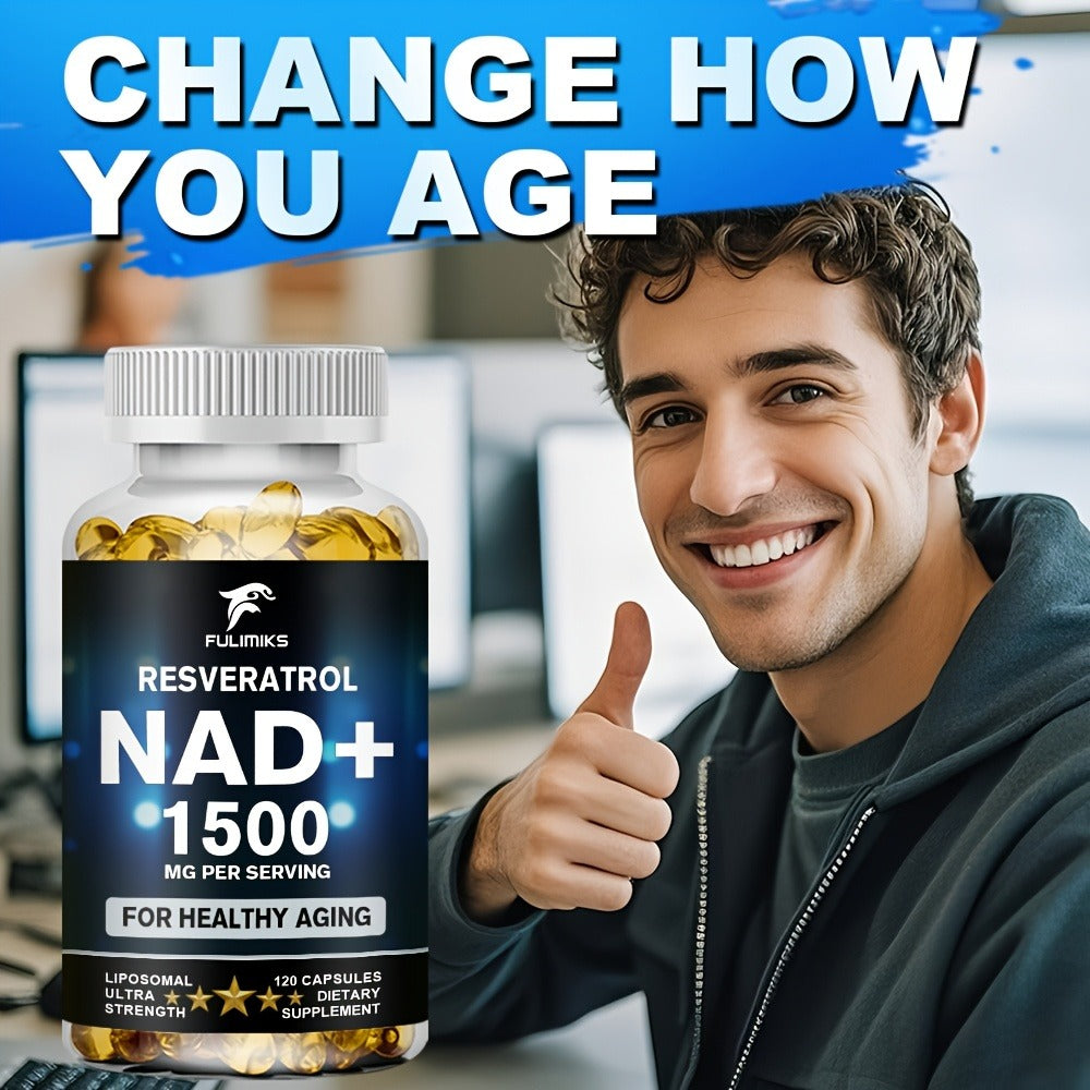 NAD+ Supplement Capsules with Resveratrol, Cellular Energy, & Daily Vitality Support for Women & Men