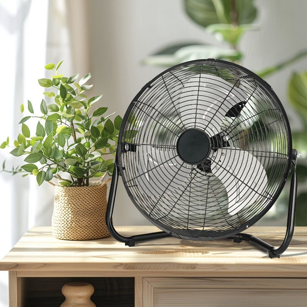 Three-Speed Metal Floor Fan with Tilt Frame in 9-, 14- or 20-Inch Black, Silver or Blue Options