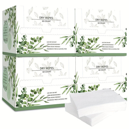 Disposable Face Towels 60 Count Extra Thick & Soft – 10x12 Inch Cotton Cleansing Wipes for Sensitive Skin, Makeup Removal