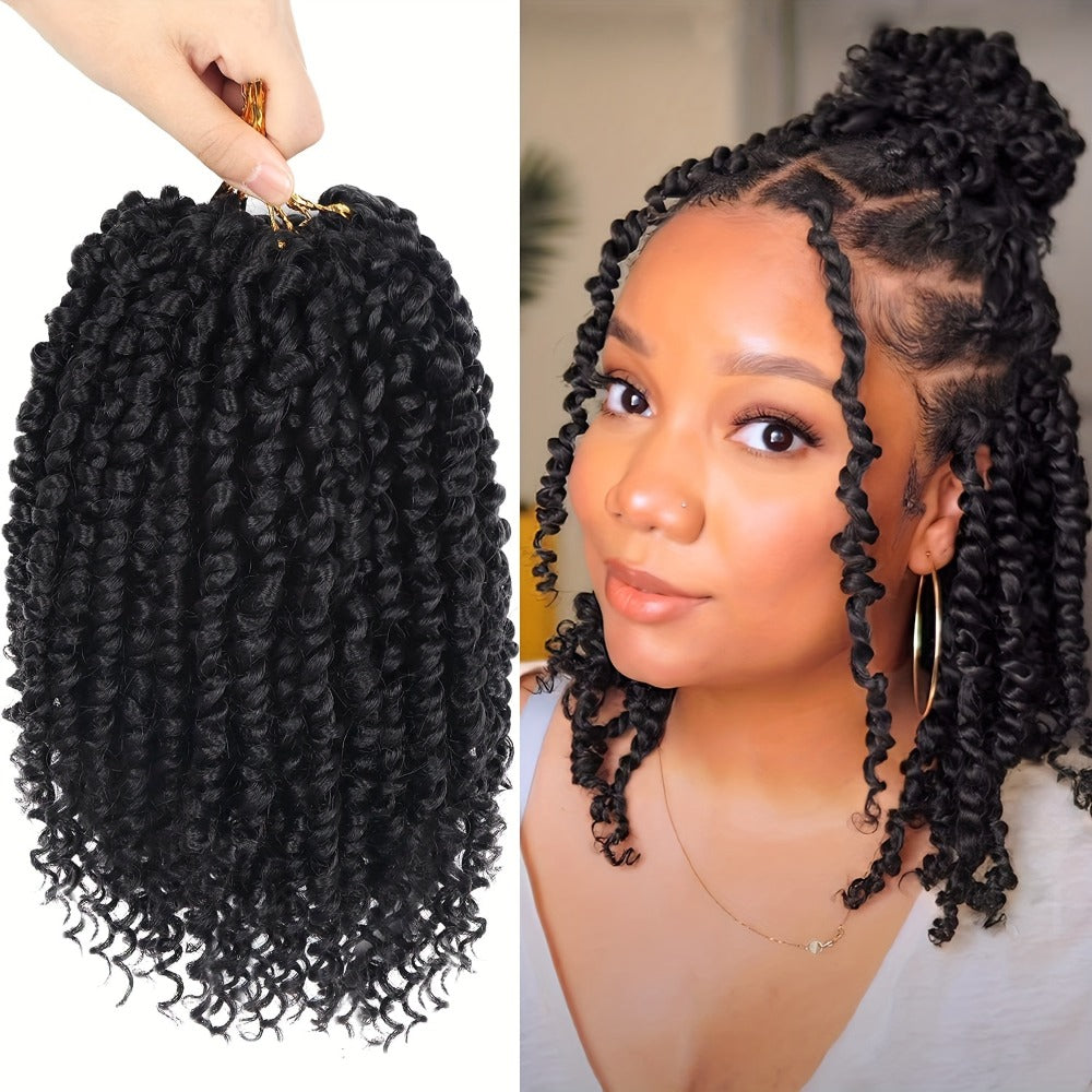 Pre-Looped Passion Twist Crochet Hair 8 Packs Pre-Twisted Curly Ends Bohemian Short Twist Braids